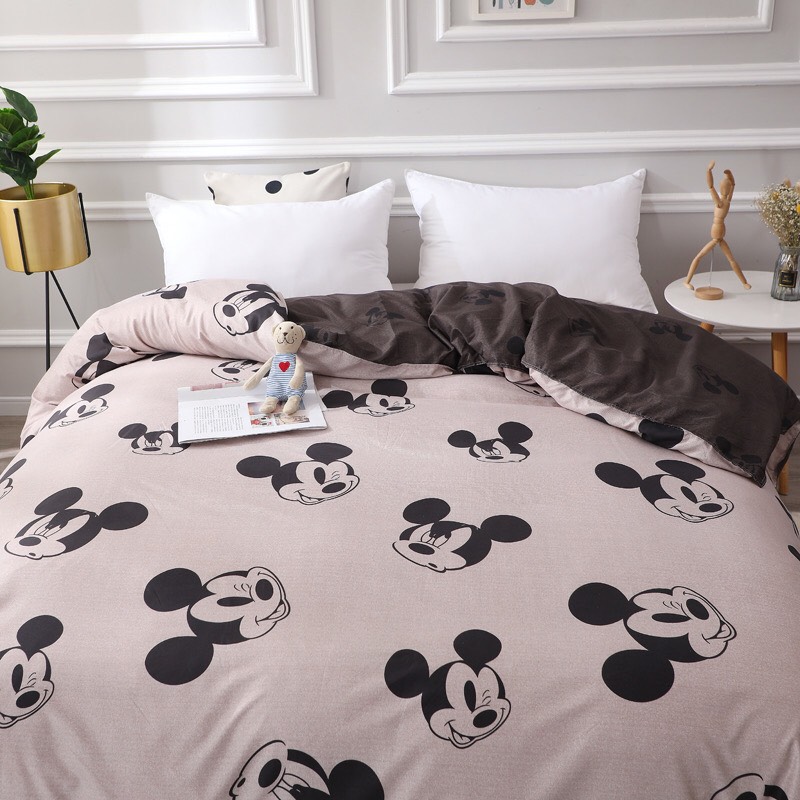 Trọn Bộ 4 Món Cotton Poly Nhập Mẫu MICKEY GHI