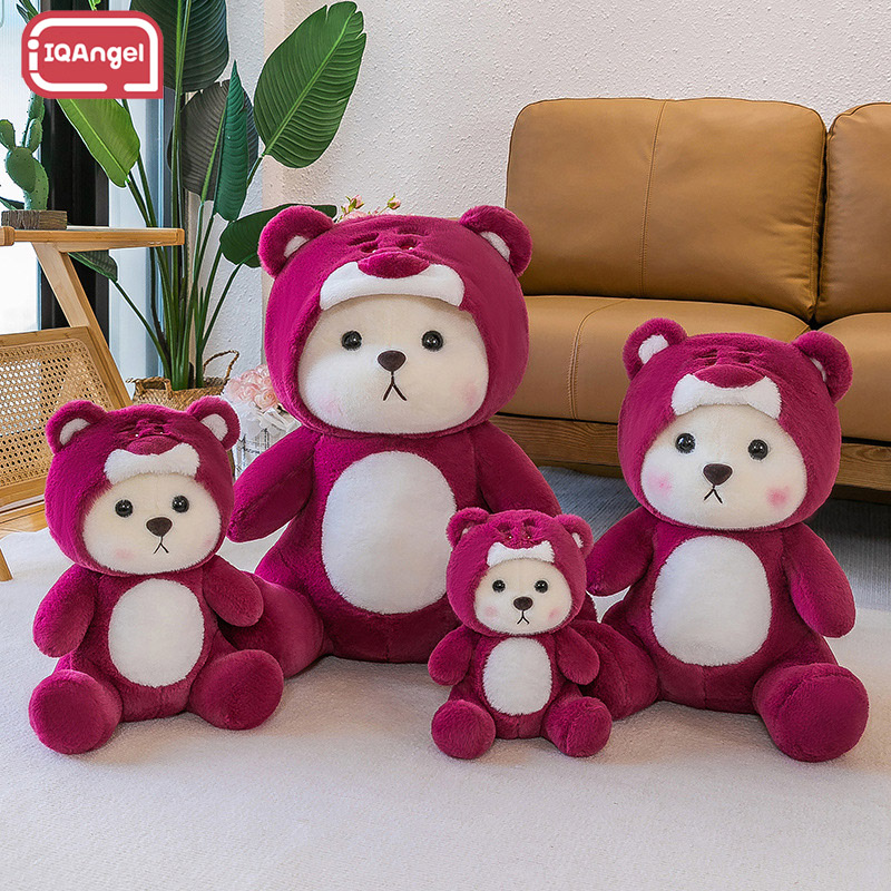 HS New super cute transformed strawberry bear plush teddy bear doll