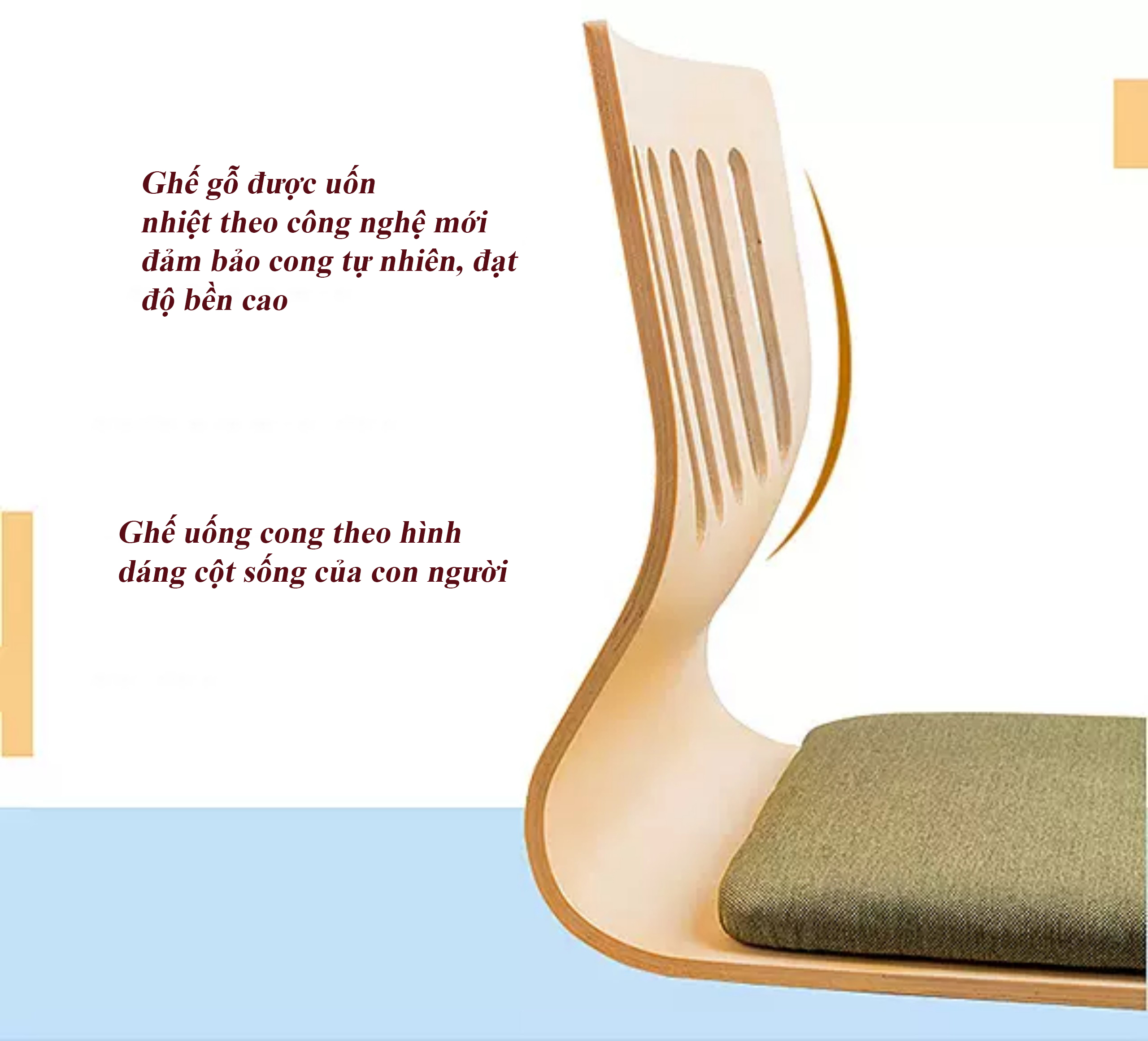 Ghế gỗ bệt bảo vệ cột sống kiểu Nhật (gỗ vàng)