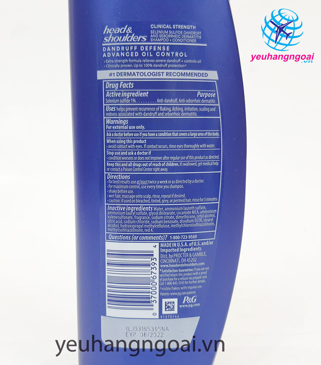 Dầu gội Head & Shoulders 400ml của Mỹ