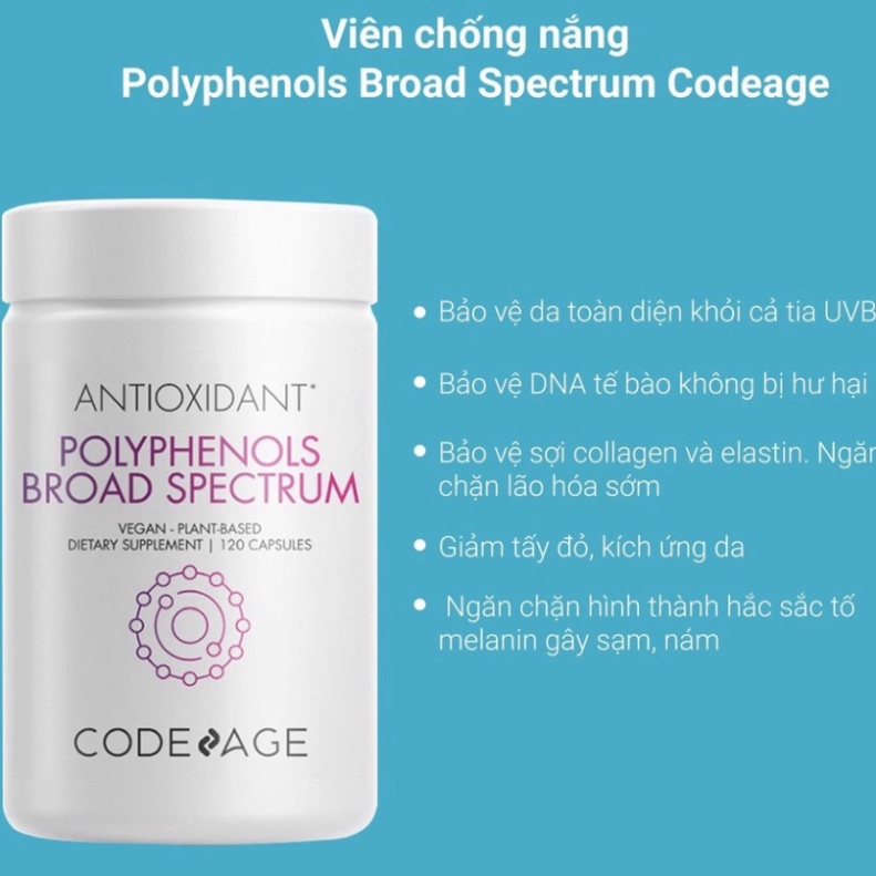 Viên Chống Nắng Sáng Da CodeAge Polyphenols Broad Spectrum 120 viên