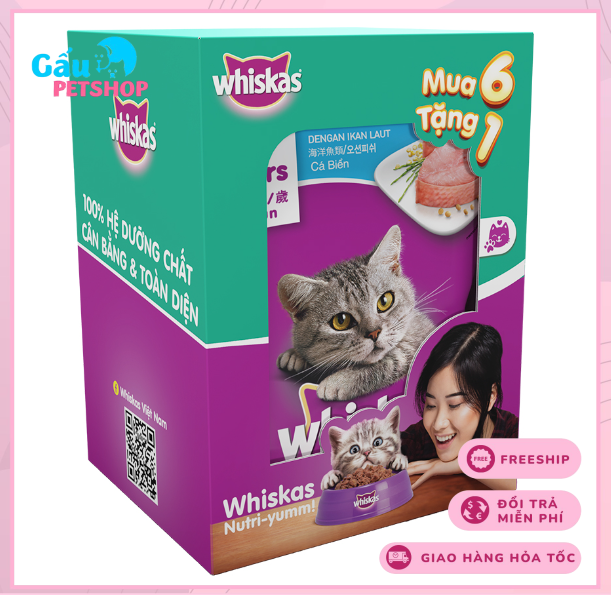 Combo pate Whiskas 6+1 gói 80g (Mua 6 gói tặng 1 gói)