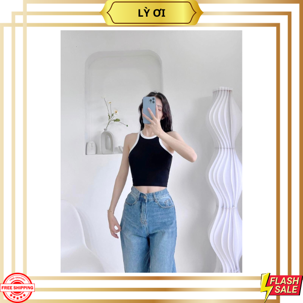 Áo Croptop BA LỖ PHỐI VIỀN Basic Trơn Nữ Thun Gân Kiểu Ôm Body_ Lỳ ơi