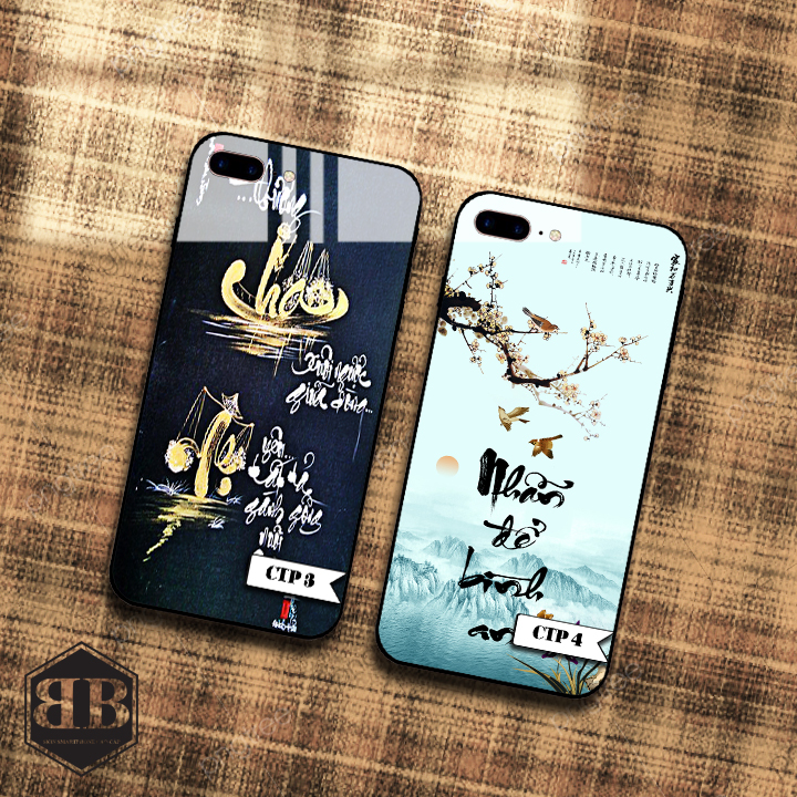 Ốp lưng kính cường lực iphone 7 plus / iphone 8 plus hình thư pháp