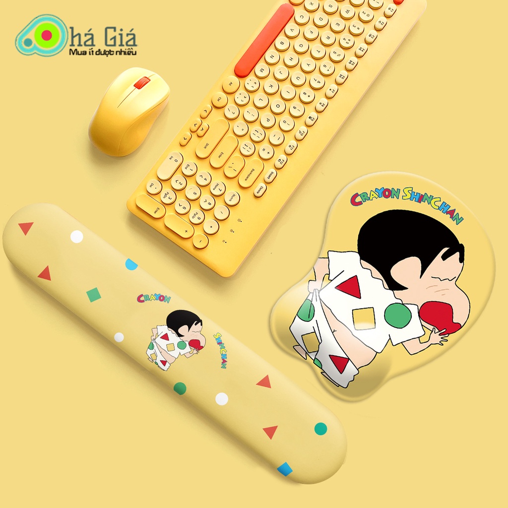 Bộ Lót Chuột Kê Tay Gõ Phím Crayon Shin Chan (Lót Chuột Cậu Bé Bút Chì, Cu Shin, Đệm Tay Silicon, Công Thái Học )