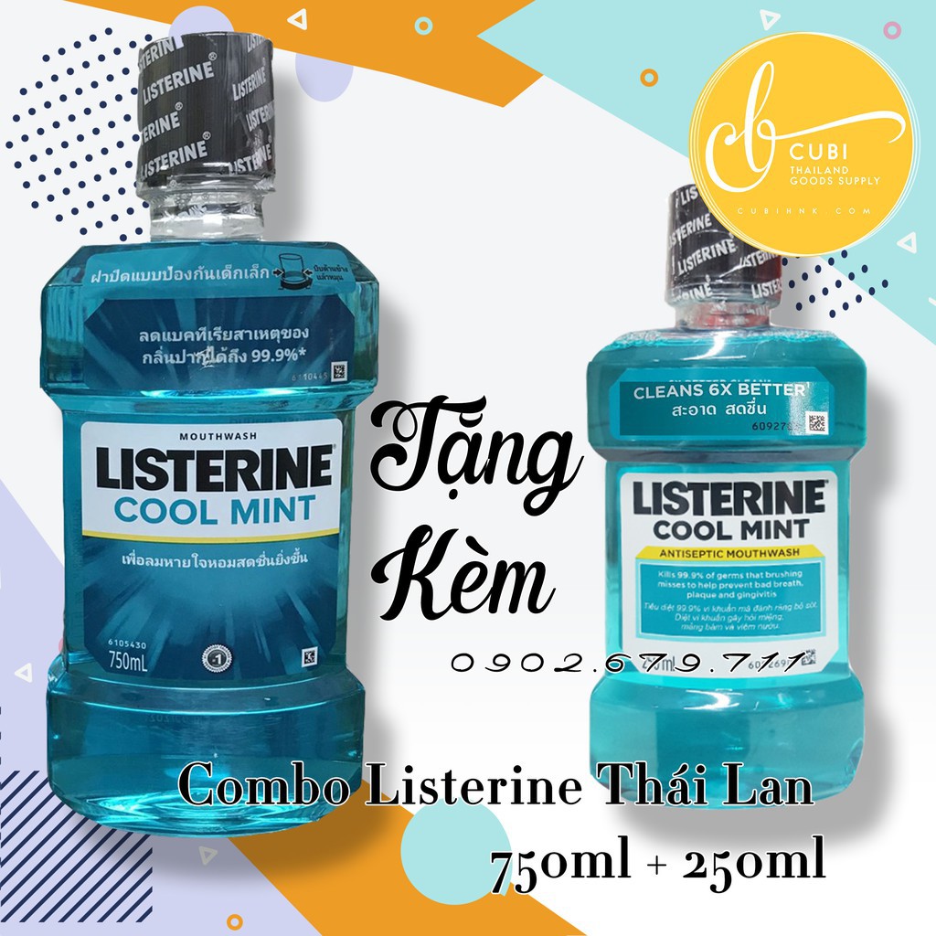 Combo 2 chai nước súc miệng listering thái lan