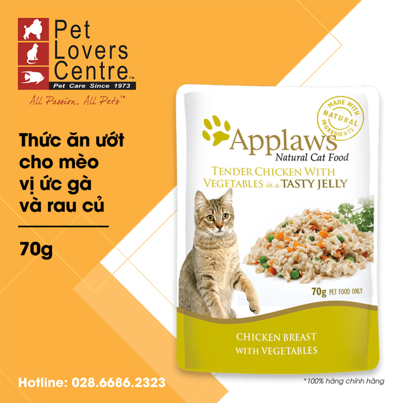 Thức ăn ướt cho mèo APPLAWS POUCH CHICKEN WITH VEGETABLES IN JELLY FOR CATS 70g