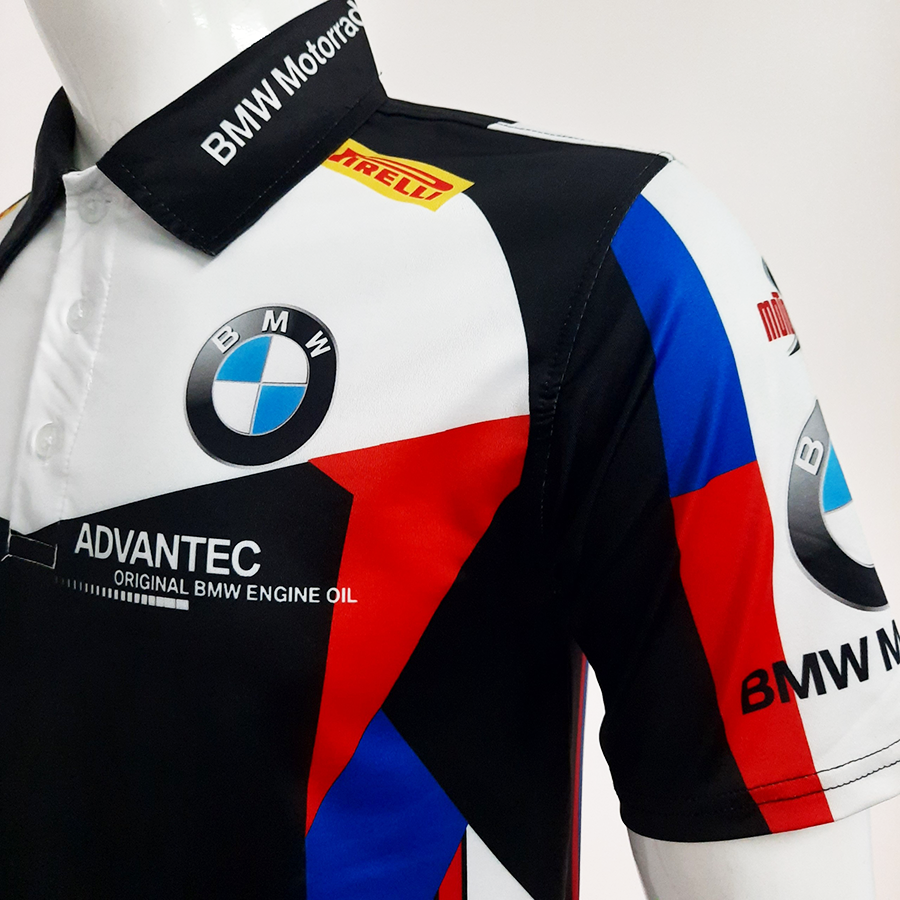 Áo thun nam có cổ tem xe BMW