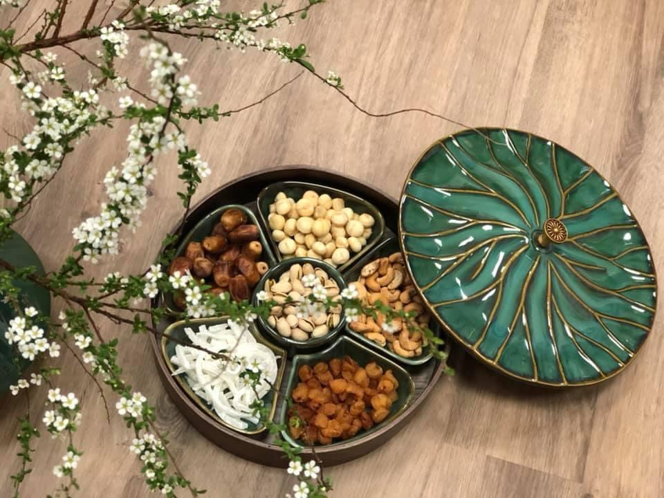 Khay Mứt Tết Gốm Sứ Bát Tràng Men Hỏa Biến - Khay Bánh Kẹo Bát Tràng Cách Điệu