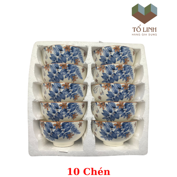 Bộ 10 chén cơm gốm sứ hoa cổ làm quà tặng,chén cơm gốm sứ,bát gốm sứ ăn cơm