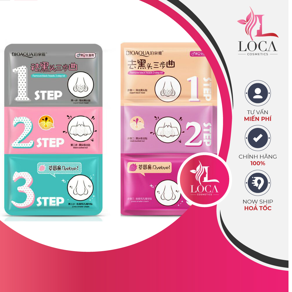 [HCM][Set 3 bước] Mặt nạ lột mụn đầu đen ở mũi Bioaqua
