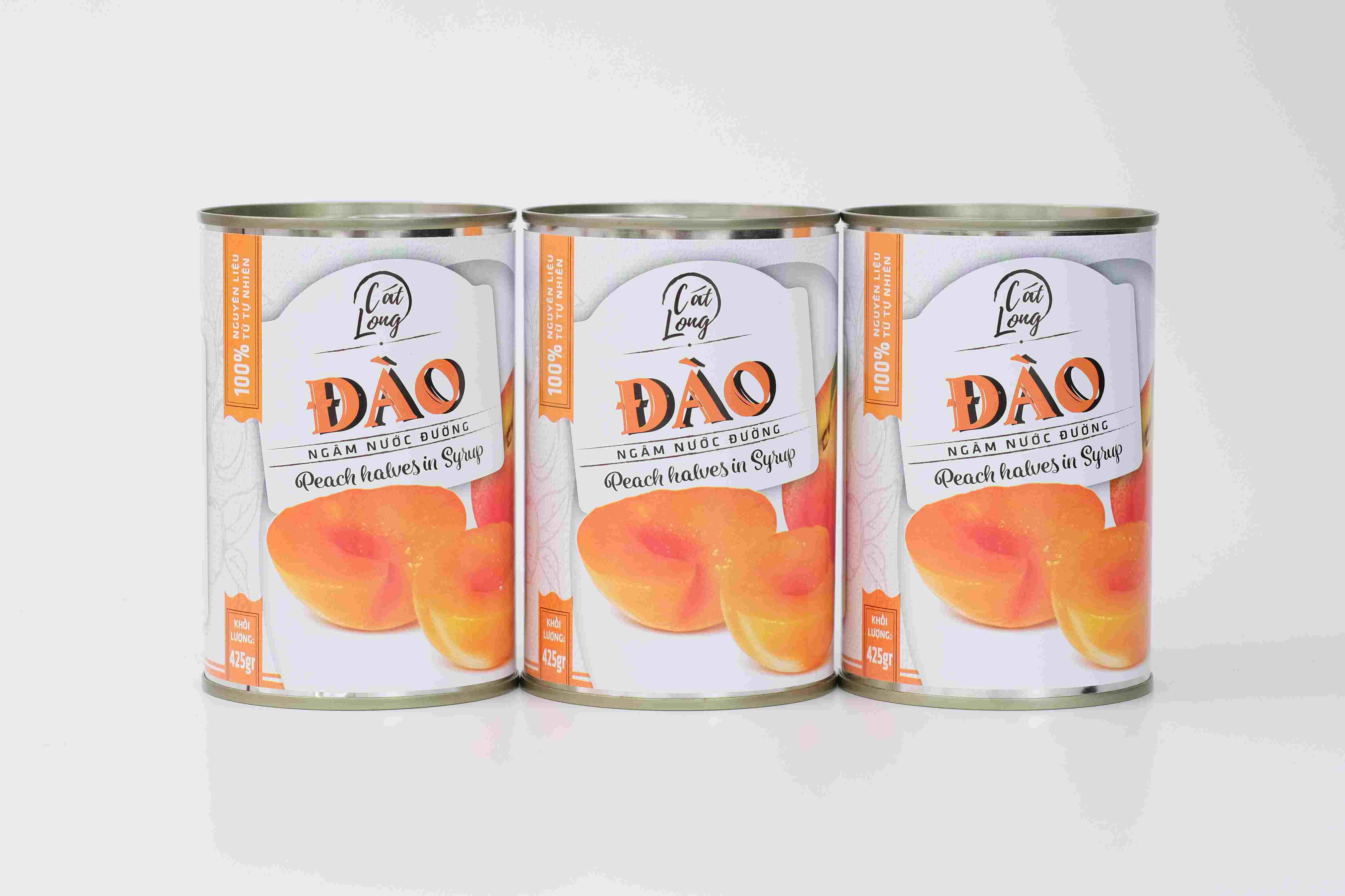Đào ngâm nước đường Cát Long 425gr