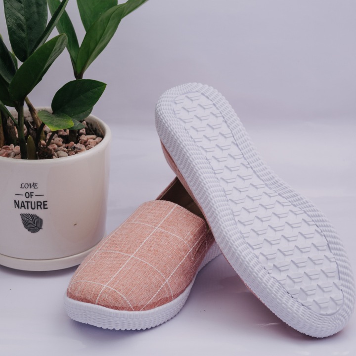 [HCM]GIÀY LƯỜI NỮ Ô VUÔNG MÀU HỒNG