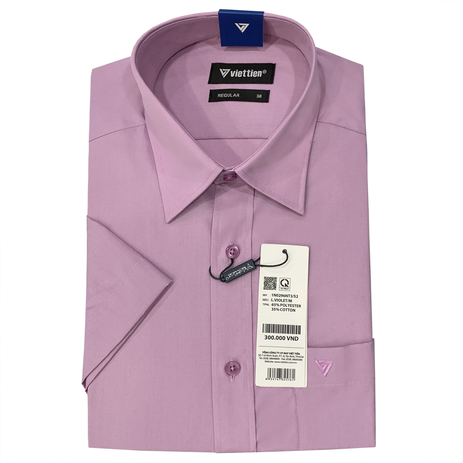Áo sơ mi ngắn tay việt tiến màu tím cà
