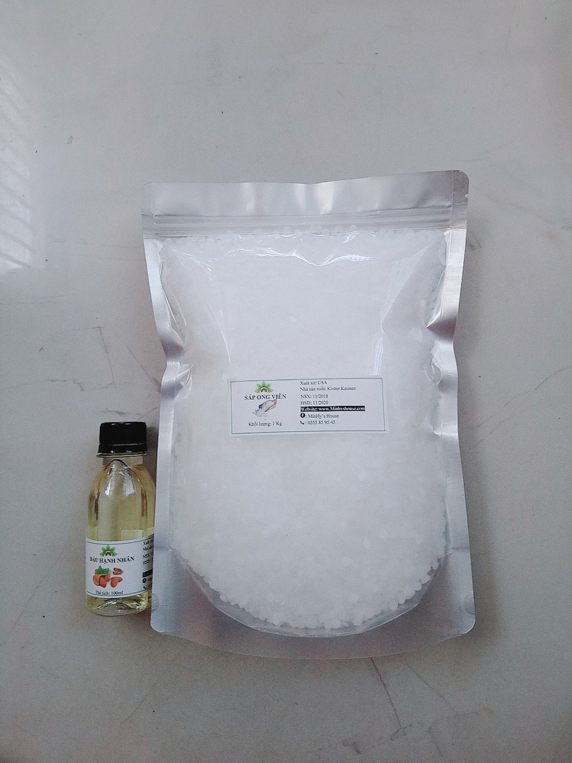 0.5Kg - 1Kg Sáp ong viên trắng tinh Beeswax nguyên liệu làm mỹ phẩm handmade