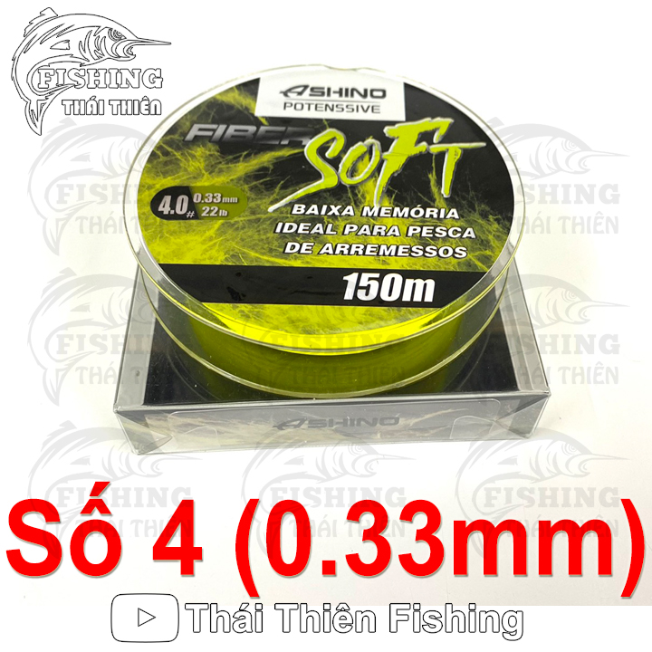 Dây cước câu cá siêu bền ashino fiber soft cuộn dài 150m màu vàng 100% nylon