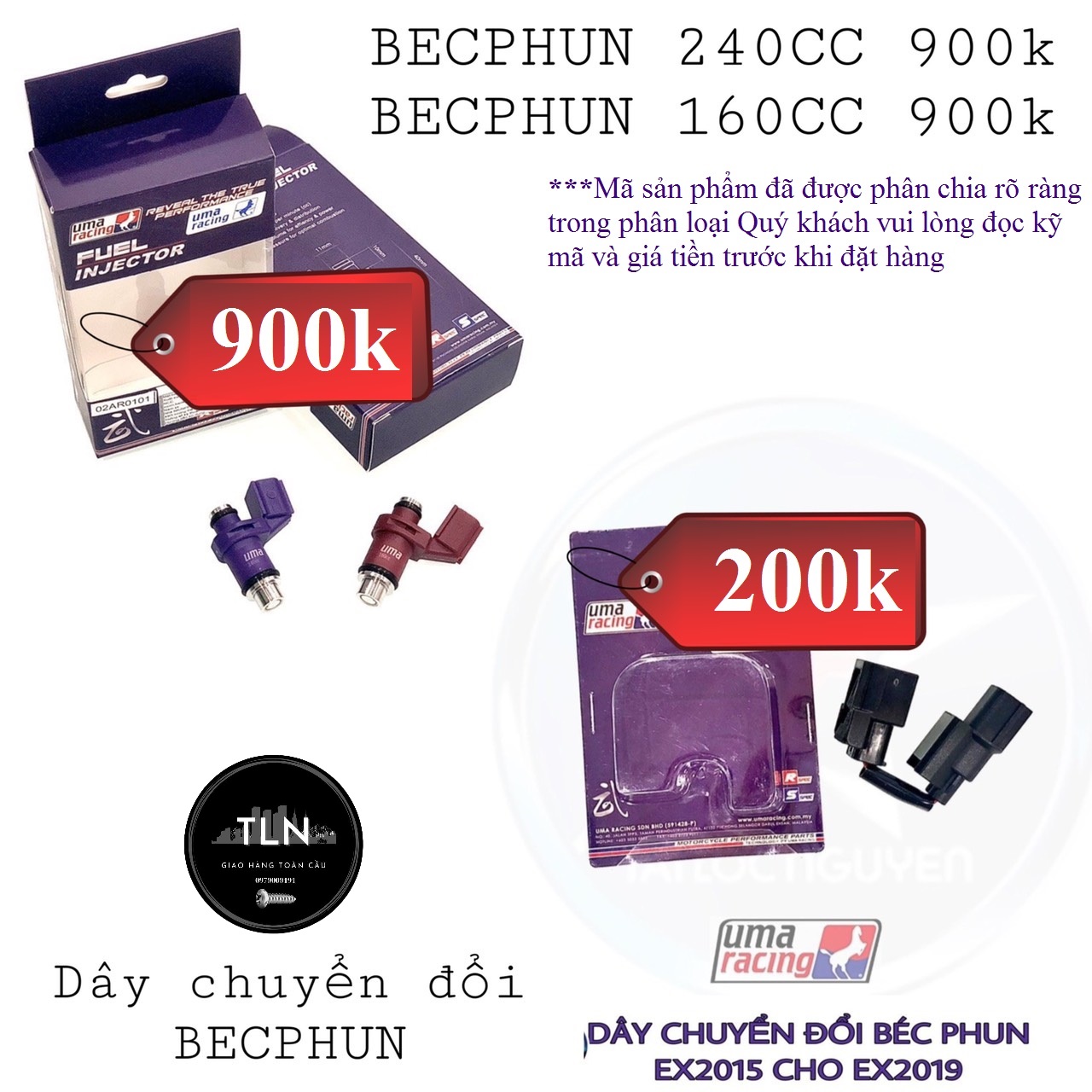 [HCM]ĐẦU BÉC PHUN UMA RACING CHO EXCITER 150 - JACK CHUYỂN