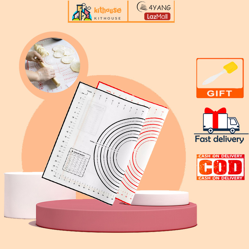 (Free Gift)Multi-Size Non-Stick Silicone Baking Mat Rolling Dough Mat Kneading Dough Mat Table Grill Pads Kitchen Cooking Accessories With Cut