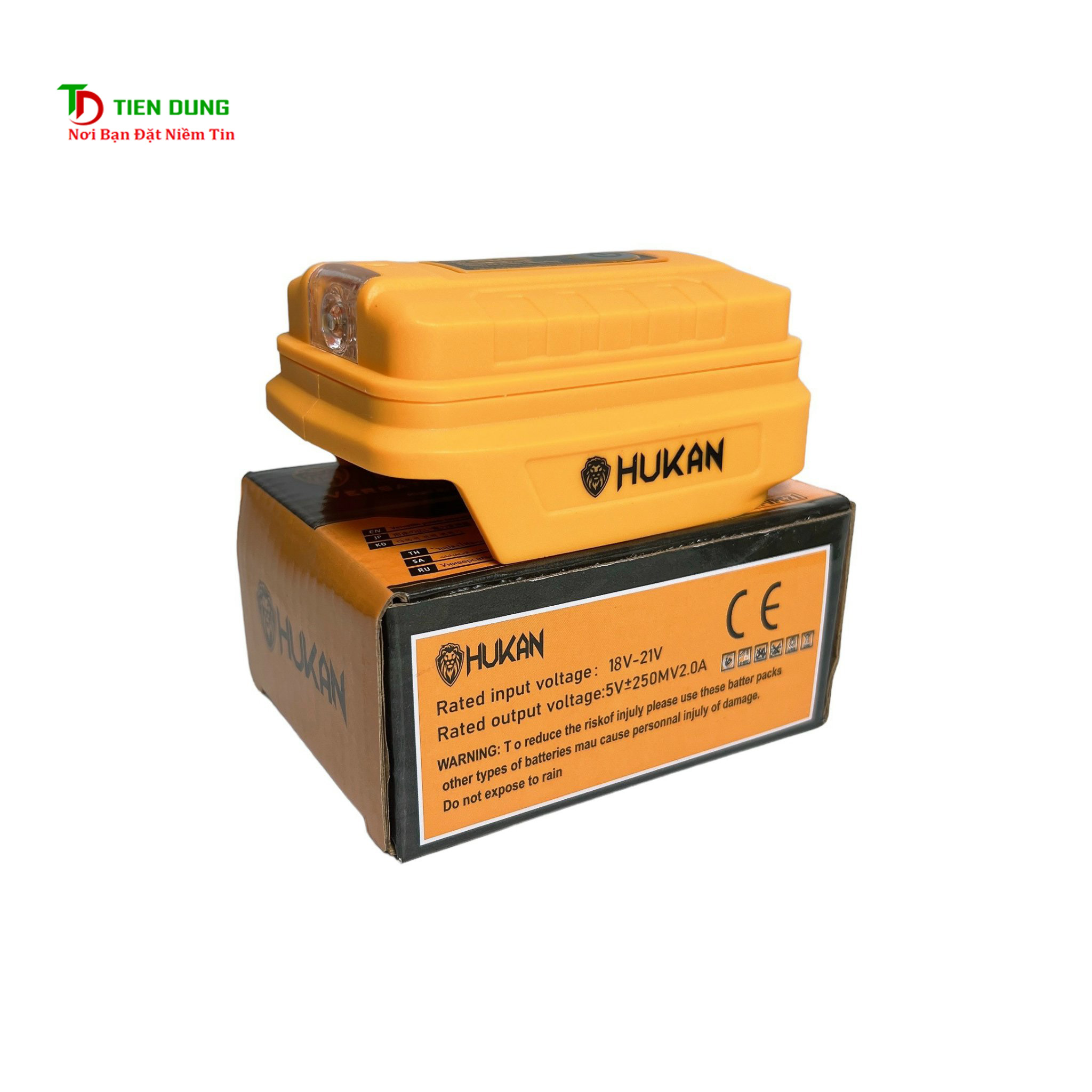 Bộ chuyển đổi từ pin máy khoan sang sạc điện thoại HUKAN VPC21 tích hợp 2 cổng USB