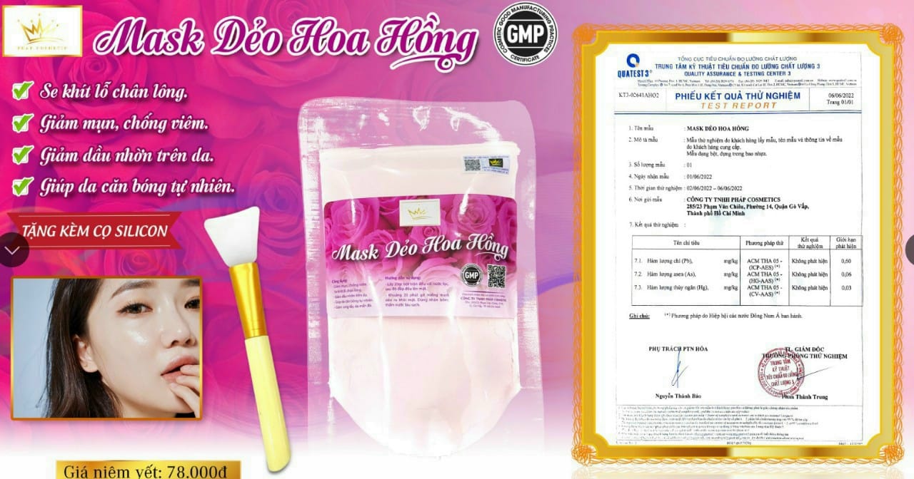 Mask Dẻo Hoa hồng Pháp - Tặng cọ dẻo Silicon