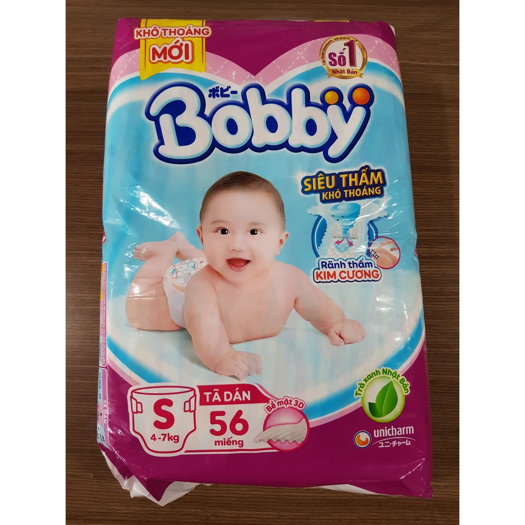 Tã Dán Bobby Siêu Thấm Khô Thoáng Gói Đại Size S56