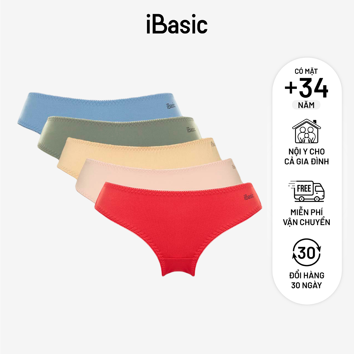 Combo 5 quần lót nữ iBasic bikini PANW130
