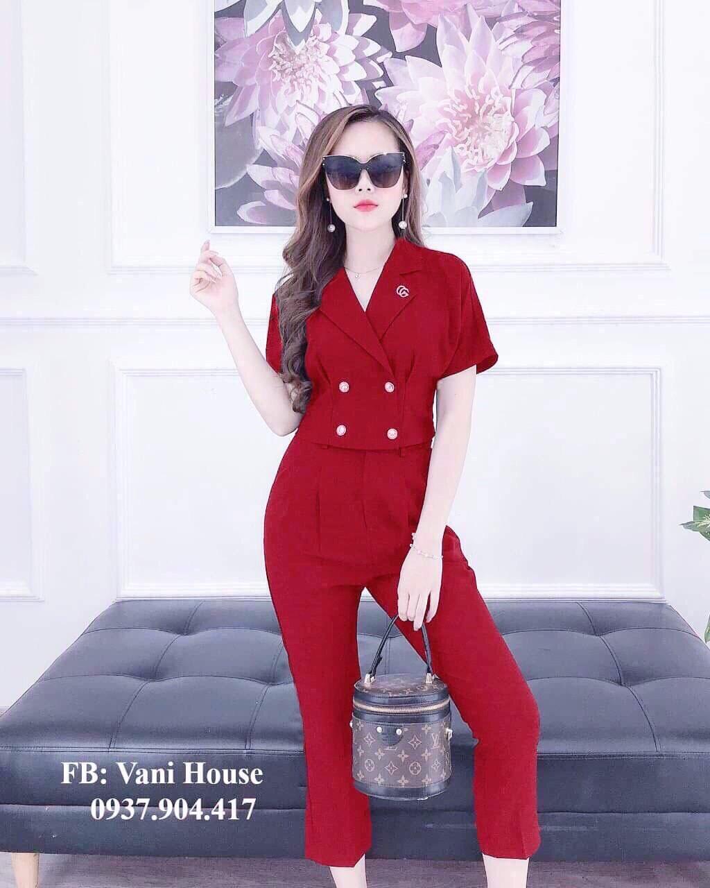 Sét bộ vest nữ cá tính đính nút