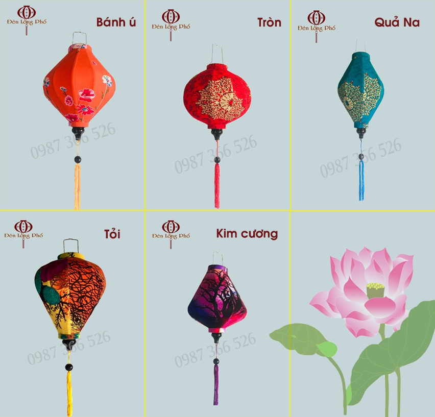 Đèn lồng Hội An vải lanh hoa - size 35 cm