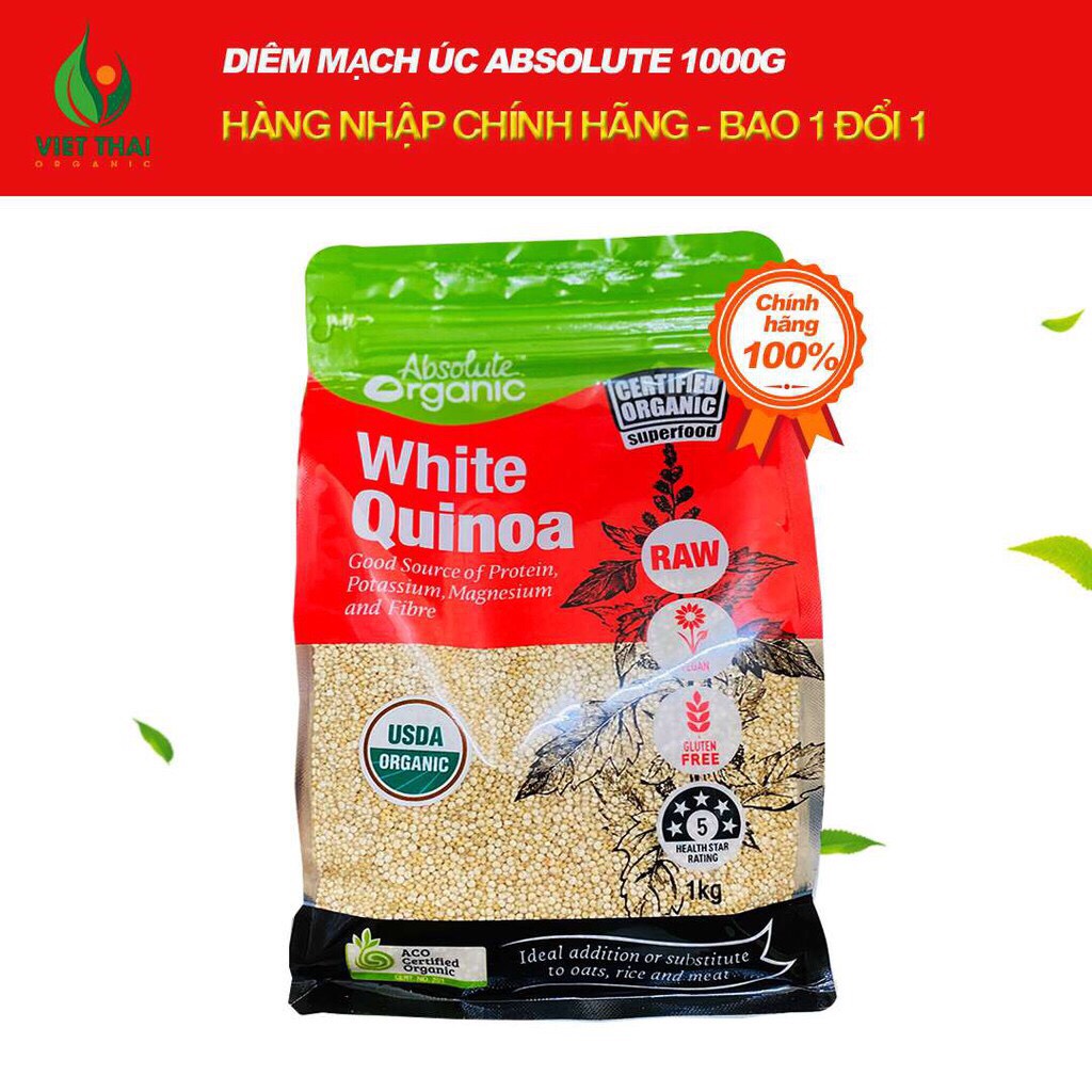 Hạt Diêm Mạch (Quinoa) Úc 1kg Absolute Chuẩn - Thực Phẩm Dinh Dưỡng Siêu Tốt Sức Khoẻ/ Ăn Kiêng/ Giảm Cân/ Làm Đẹp - Việt Thái Organic