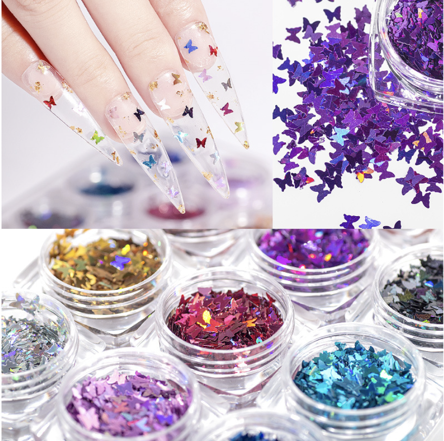 Set bướm 12 màu trang trí móng