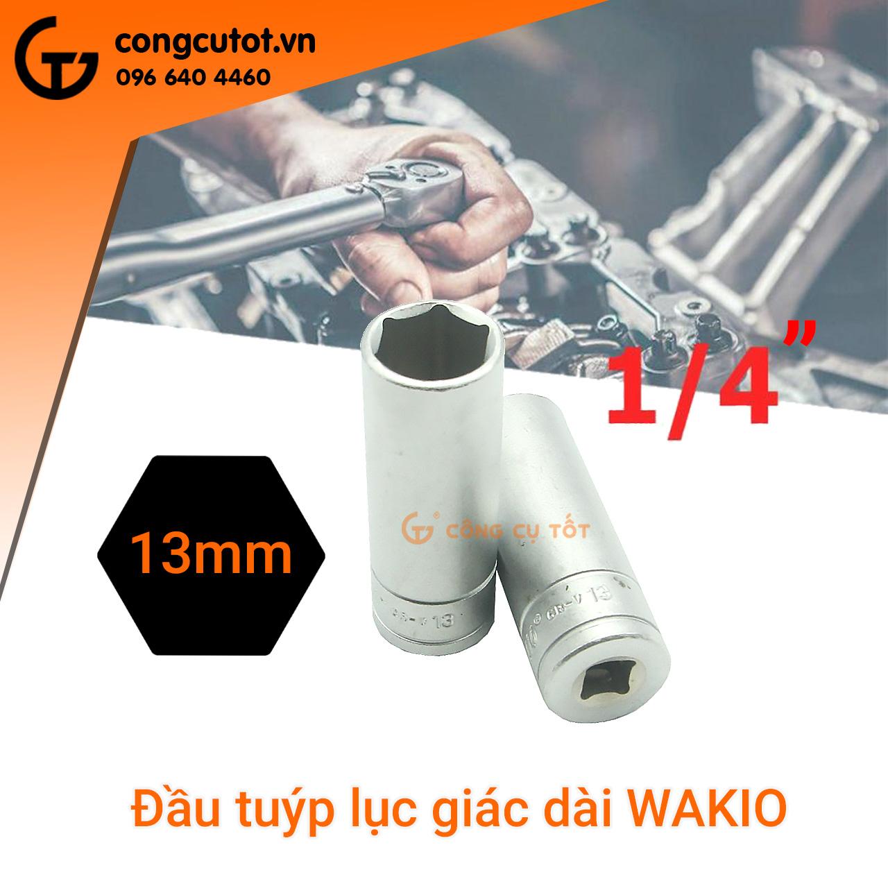 Đầu tuýp lục giác 1/4 inch Wakio dài
