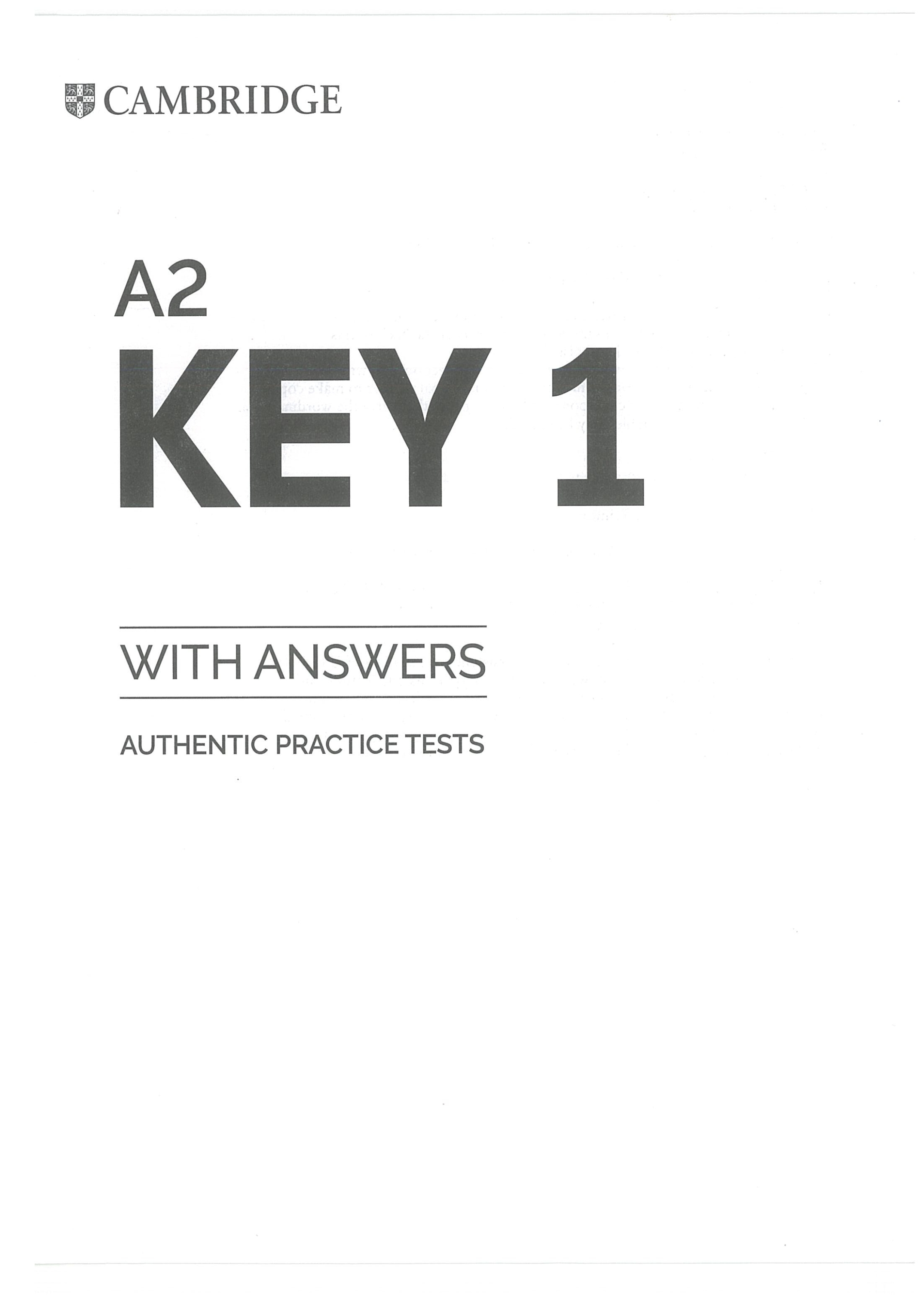 [Sách] Cambridge A2 KEY 1 – with answers (2020) – Tặng Audio mp3