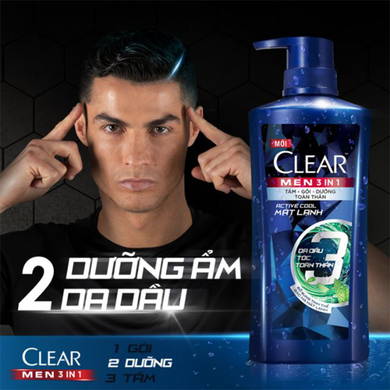 [HCM]Dầu gội CLEAR Men 3 trong 1 - ACTIVE COOL BẠC HÀ - 630g
