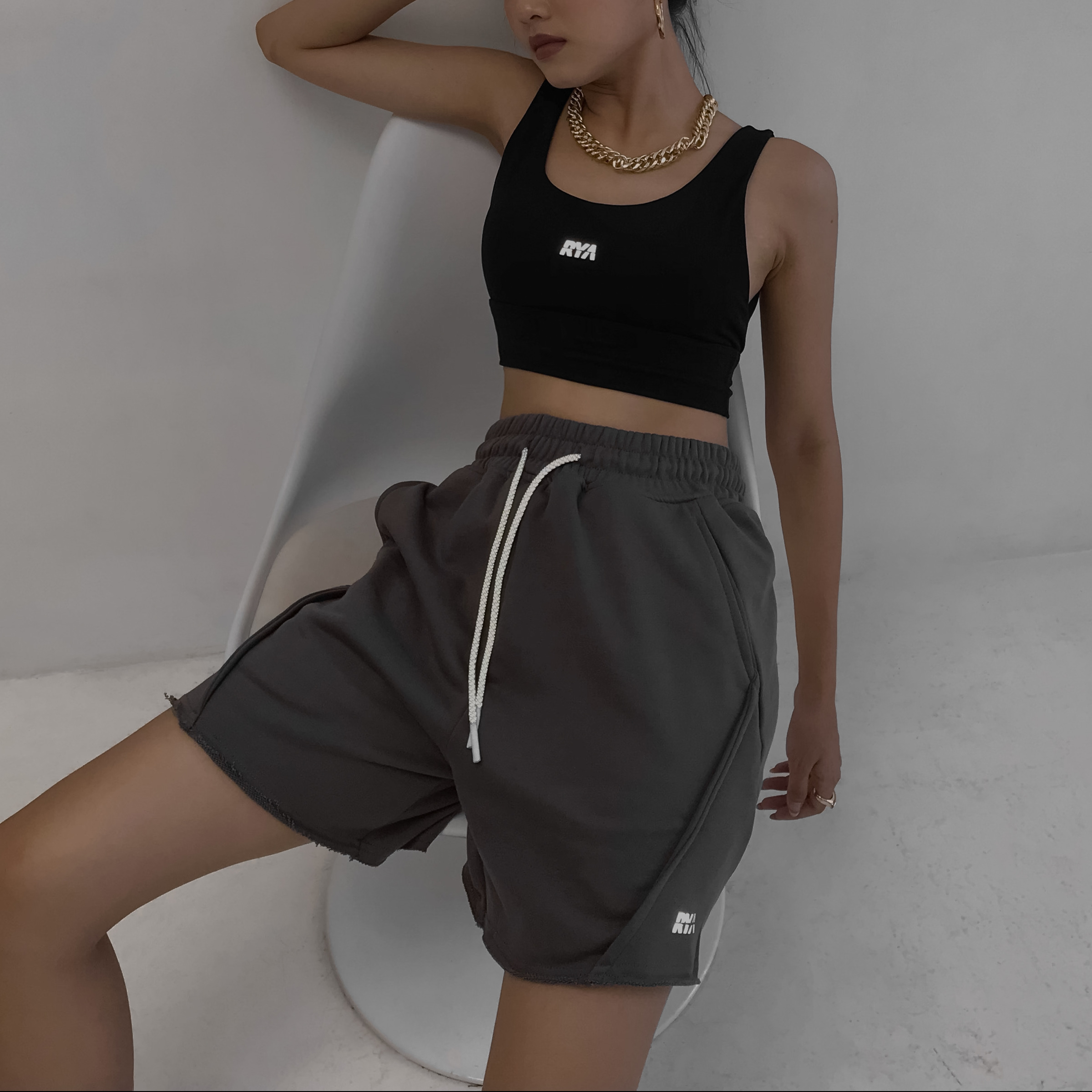 Quần short thun lửng RYACTIVE - LOUNGE SHORT DARK GREY