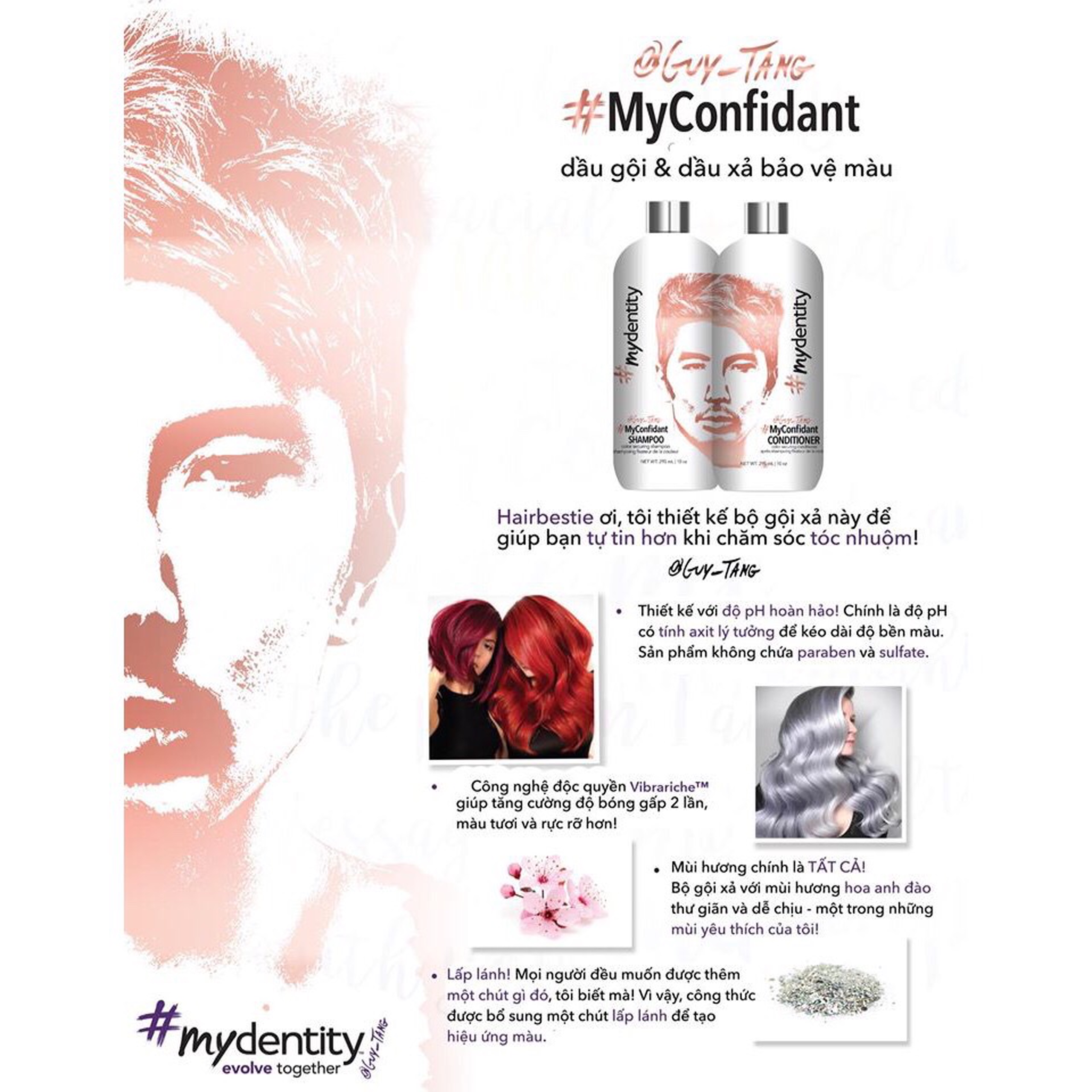 [HCM]Dầu gội xả chăm sóc tóc màu MYCONFIDANT MyDentity 1000mlx2