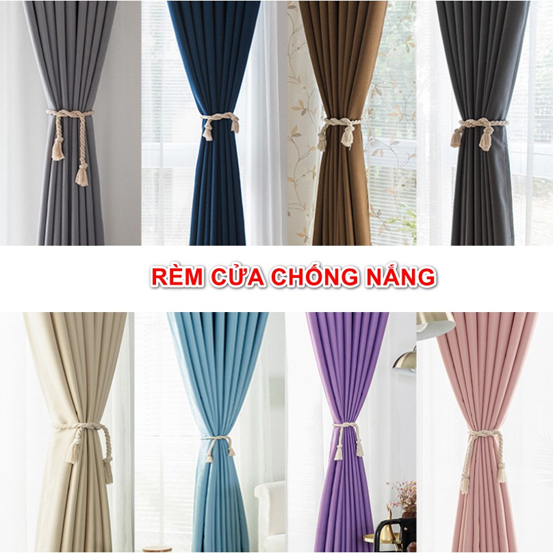 Rèm cửa khoen lỗ một màu đơn giản (nhiều màu, nhiều size)