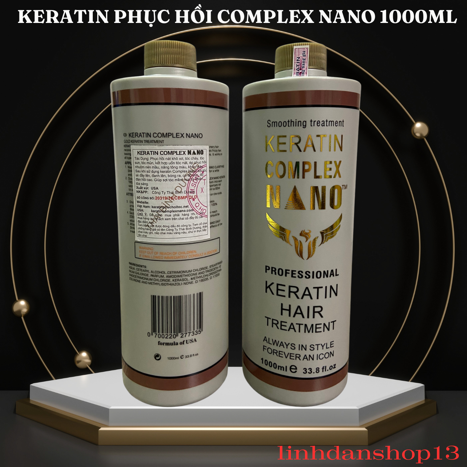 Hấp ủ tóc cao cấp keratin complex nano phục hồi tóc hư tổn, hấp nóng, hấp lạnh tại nhà 1000 ml