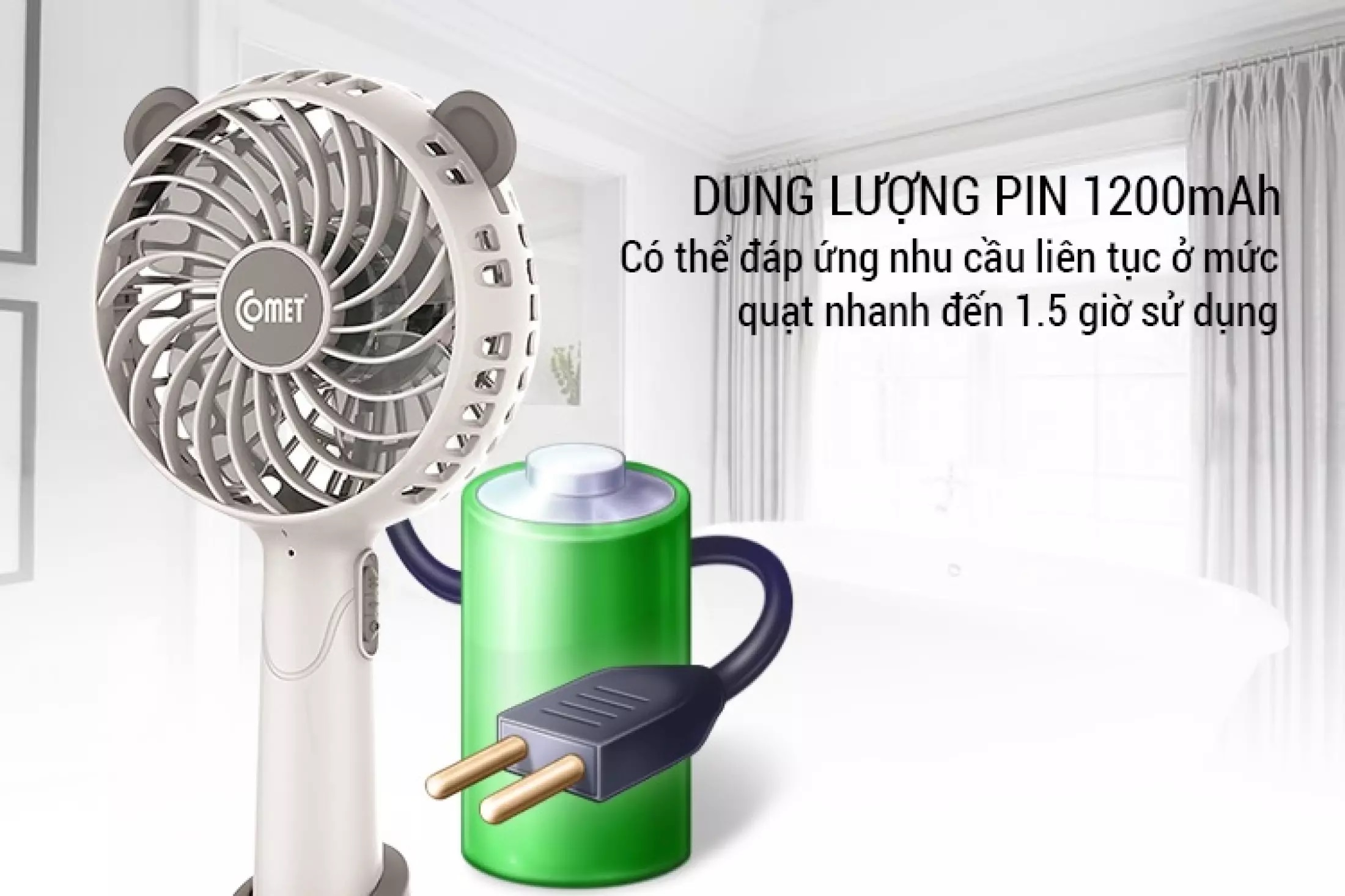 Quạt Sạc Cầm Tay Comet CRF0804