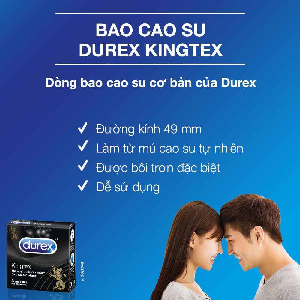 [HCM][ Durex Kingtex ] Bao cao su Durex Kingtex 3 bao / hộp