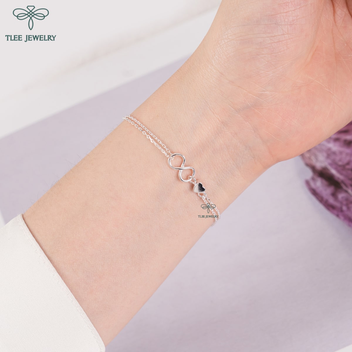 Lắc tay bạc nữ TLEE kép vô cực cá tính TleeJewelry LT0101