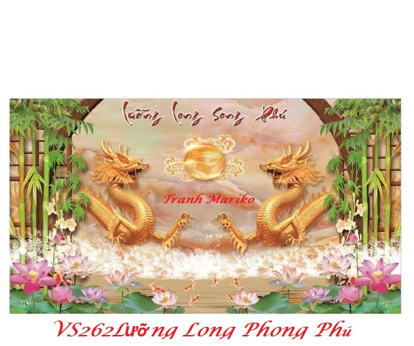 [HCM]Tranh đính đá Lưỡng Long Song Phú kích thước lớn ✅120×65 cm -️ VS262 Tranh Mariko