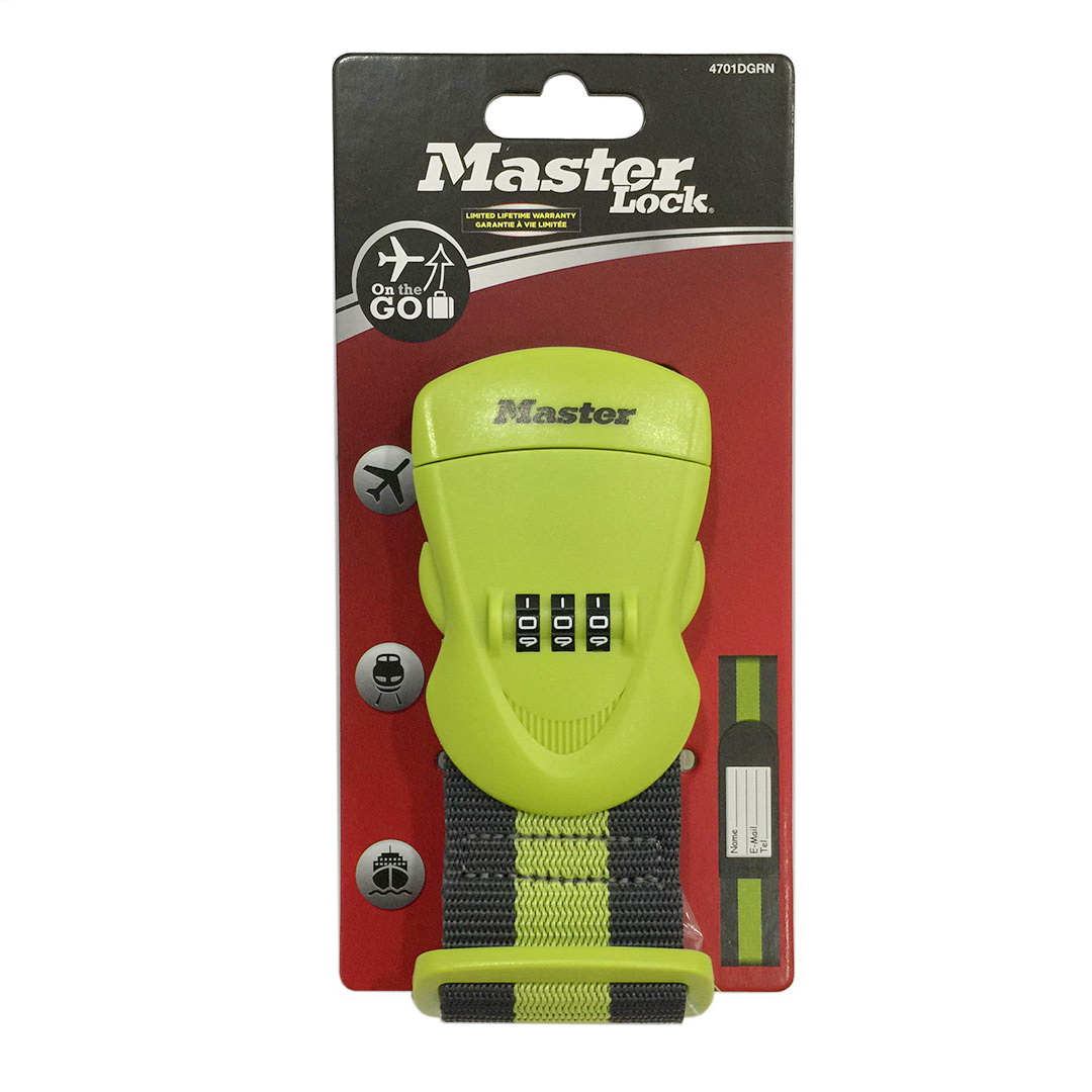 Dây đai ràng vali Master Lock 4701 EURDGRN có đầu khóa số - MSOFT