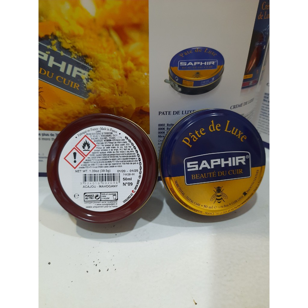 Xi đánh giày màu nâu đỏ(mahogany) Saphir Pháp dạng sáp (BDC)