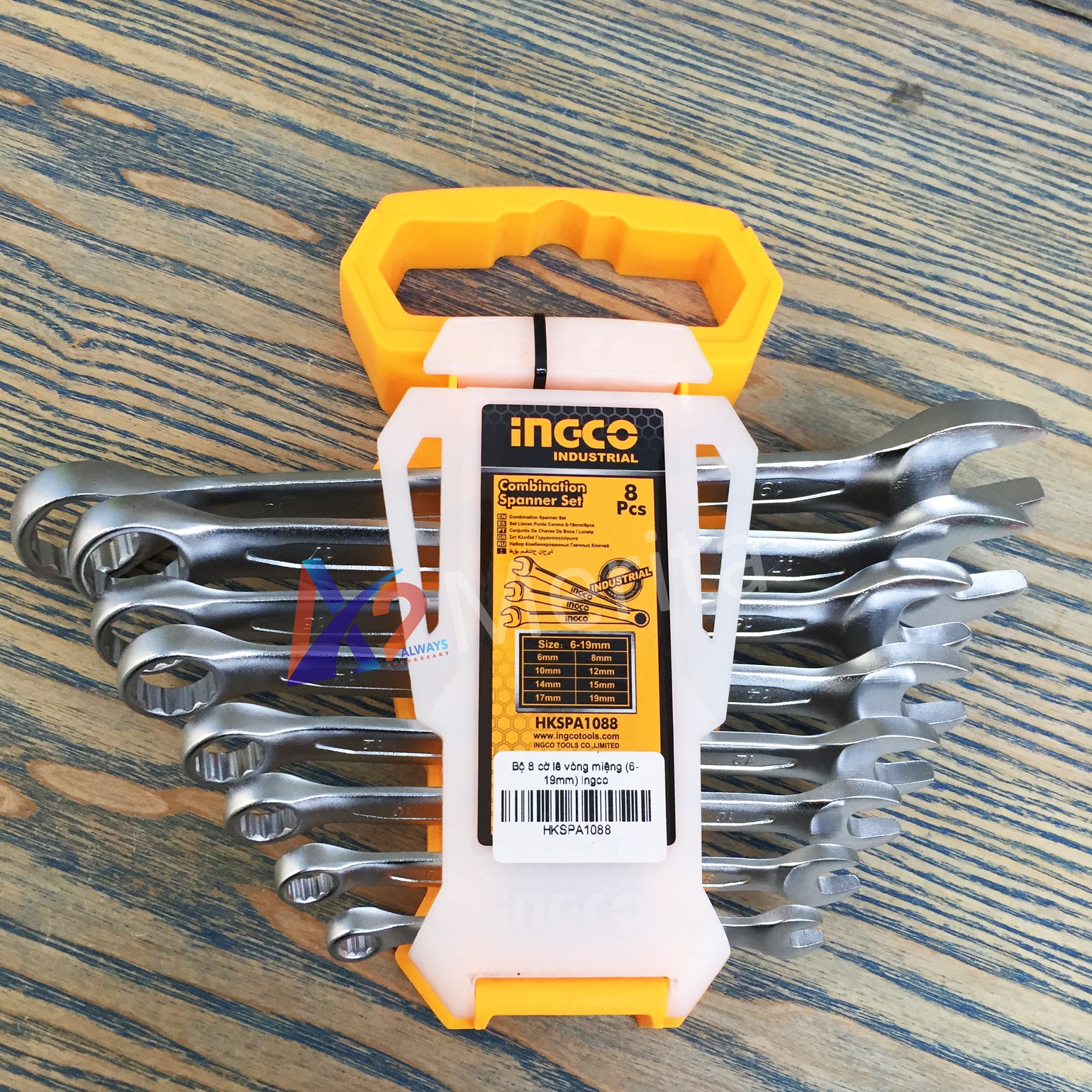 Bộ cờ lê vòng miệng 8 chi tiết 6-19mm INGCO HKSPA1088