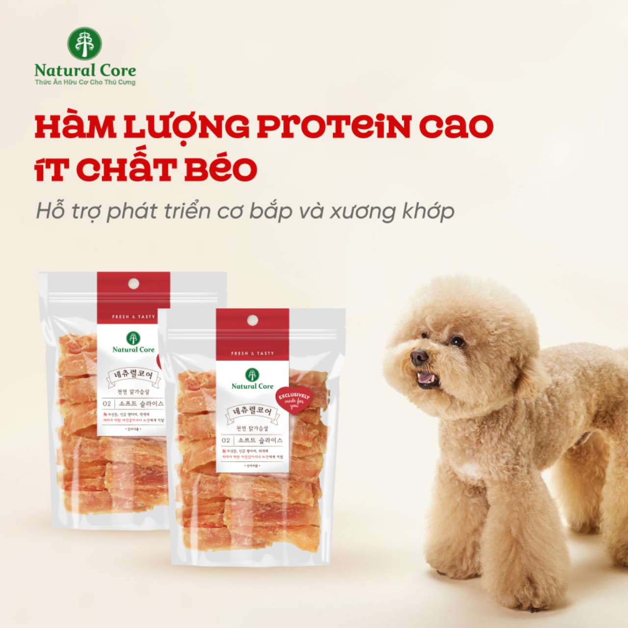 [NATURAL CORE] Thịt Gà, Vịt Sấy Mềm - Snack - Bánh Thưởng Cho Chó