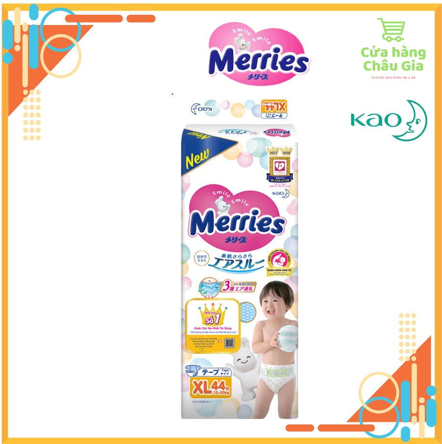 [FREESHIP 50K] [Nhập Khẩu Chính Hãng KAO] Tã/bỉm dán Merries nội địa nhập khẩu Size XL44