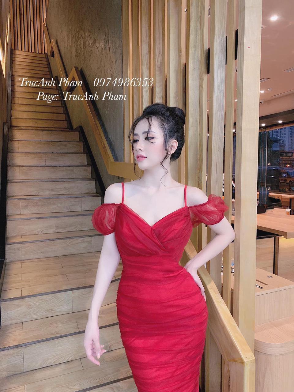 Đầm lưới rớt vai-QH