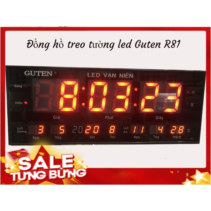 Đồng hồ led vạn niên Guten R81 treo tường bán chạy