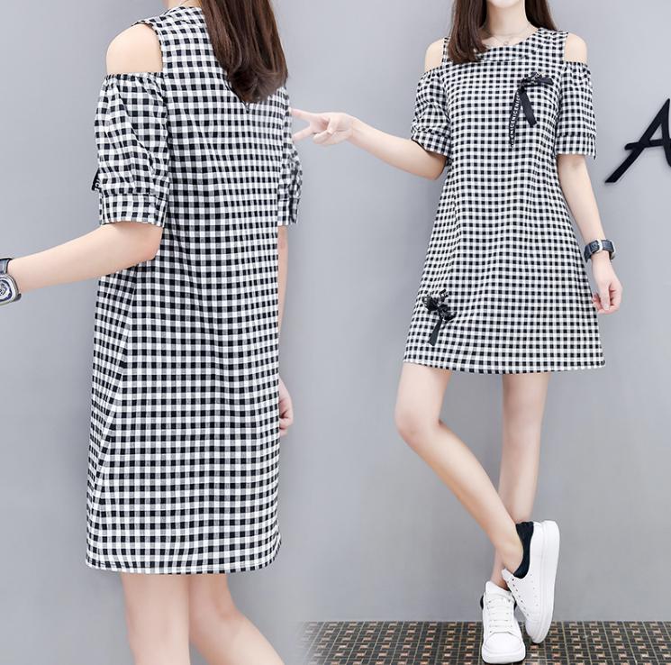 Đầm caro phối nơ dễ thương D10