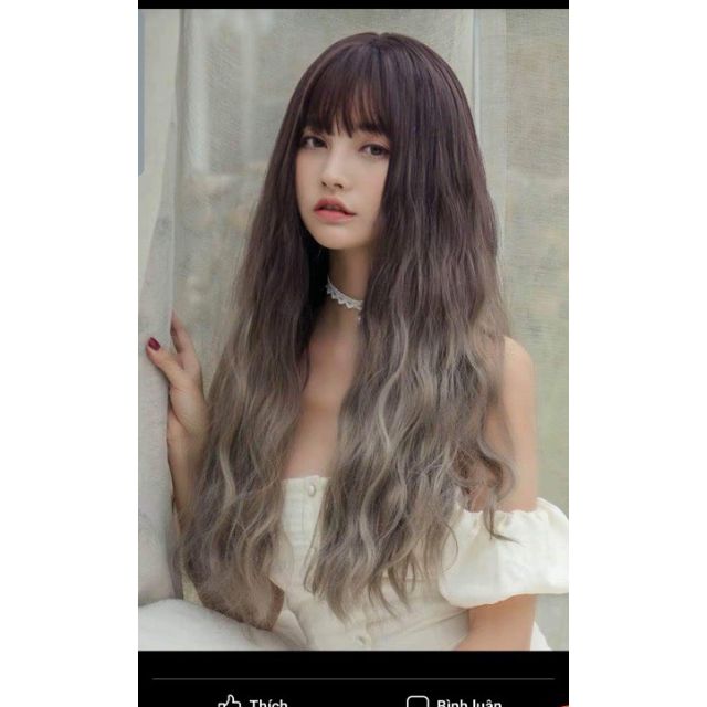 Tóc giả nguyên đầu xoăn xù sóng ❤️❤️ FREESHIP ❤️❤️ nguyên đầu xoăn xù omber dài tặng kèm lưới trùm